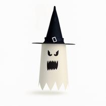Chapéu De Bruxa Fantasma Branco Decoração Halloween Com Led Chapéu De Bruxa Fantasma Branco Decoração Halloween Com Led
