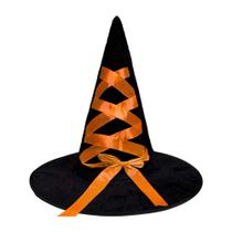 Chapéu de Bruxa Grande Adulto e Infantil Com Fita e Laço