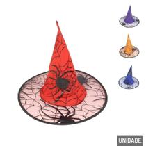 Chapéu de Bruxa Halloween com Aranhas Color