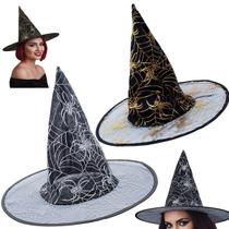 Chapeu De Bruxa Hallowen Carnaval Festa Fantasia Kit 2 Uni Cosplay Feiticeira Mago Bruxinha Magico Evento Tematico