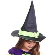 Chapéu de Bruxa Infantil FEITIÇO - Fita de Cetim VERDE