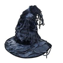 Chapéu de bruxa, jeans esfarrapado, estilo cowboy envelhecido, Halloween