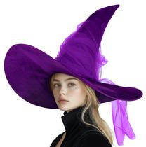 Chapéu de bruxa MCJC Black Sparkle Tulle Wide Brim Halloween