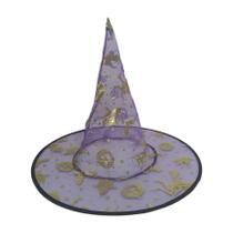 Chapéu de Bruxa Transparente Roxo - Bruxa Dourada - Halloween - 1 unidade - Rizzo - Cleiton Tomaz