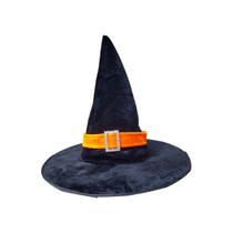 Chapéu de Bruxa Veludo Luxo com Fivela Halloween