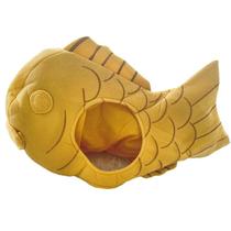 Chapéu de cabeça de peixe Fun Taiyaki em forma de peixe, tecido amarelo Chapéu de cabeça de peixe Fun Taiyaki em forma de peixe, tecido amarelo
