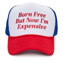 Chapéu de caminhoneiro Funky Junque nasceu grátis, mas agora eu sou caro, vermelho Chapéu de caminhoneiro Funky Junque nasceu grátis, mas agora eu sou caro, vermelho