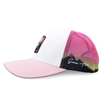 Chapéu de caminhoneiro Grace Folly feminino americano rosa alpino Chapéu de caminhoneiro Grace Folly feminino americano rosa alpino