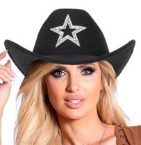 Chapéu de caubói em feltro Fedora Western para mulheres e homens Black Bawnhaw
