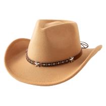 Chapéu de caubói Jastore Kids de aba larga Western Fedora Camel 4-6Y