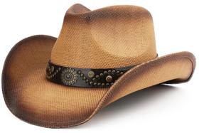 Chapéu de caubói Melesh Adult Sun Straw Western Brown 59cm Chapéu de caubói Melesh Adult Sun Straw Western Brown 59cm