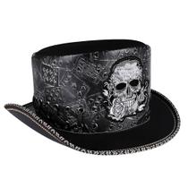 Chapéu de caveira gótica bordado em couro PU vintage punk Chapéu de caveira gótica bordado em couro PU vintage punk