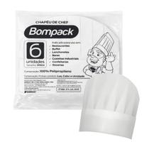 Chapéu de Chef Plissado Descartável Tam Único 6 Unid Bompack Chapéu de Chef Plissado Descartável Tam Único 6 Unid Bompack