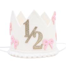 Chapéu de coroa de aniversário Jissoo Bow 1/2 para menina de 6 meses Chapéu de coroa de aniversário Jissoo Bow 1/2 para menina de 6 meses