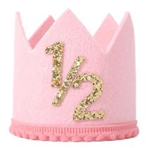 Chapéu de coroa de meio aniversário SYESQL para meninas e meninos (rosa dourado) Chapéu de coroa de meio aniversário SYESQL para meninas e meninos (rosa dourado)