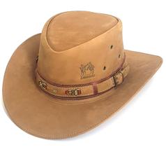 Chapéu de couro modelo Australiano caçador pescador - LARGADÃO - COURO E LONA