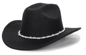 Chapéu de cowboy CXQRR Glitter Silver Black para mulheres