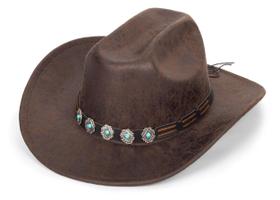 Chapéu de cowboy de couro PU turquesa CaySep com aba larga para mulheres