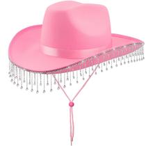 Chapéu de cowboy de noiva com véu quescu Bachelorette Party Pink
