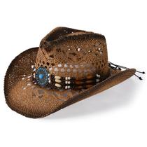Chapéu de cowboy de palha Willheoy Summer Western para homens e mulheres