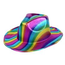Chapéu de cowboy em tecido EVA com acabamento metálico em arco-íris 38x32x12cm