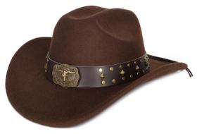 Chapéu de cowboy Eohak cravejado de aba larga para mulheres, marrom Chapéu de cowboy Eohak cravejado de aba larga para mulheres, marrom