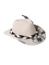 Chapéu de cowboy feminino WDIRARA com estampa de vaca ocidental, boho, damasco