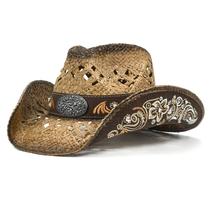 Chapéu de cowboy Fluffy Sense Straw Western Bordado Unissex Chapéu de cowboy Fluffy Sense Straw Western Bordado Unissex