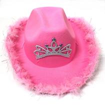 Chapéu de cowboy Hardinox Western Pink com coroa de tiara para mulheres