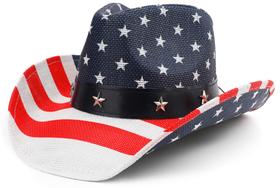 Chapéu de cowboy Melesh American Flag Patriotic 4 de julho unissex