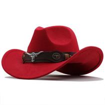 Chapéu de Cowboy Ocidental de Lã Preta - Unissex - Estilo Jazz Chapéu de Cowboy Ocidental de Lã Preta - Unissex - Estilo Jazz