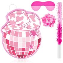 Chapéu de cowboy Piñata Lewtemi, festa temática ocidental, bola de discoteca