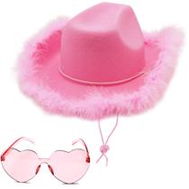 Chapéu de Cowboy Rosa com Plumas 4E's Novelty - Para Mulheres Chapéu de Cowboy Rosa com Plumas 4E's Novelty - Para Mulheres