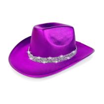 Chapéu de cowboy roxo com acabamento em strass EVA 38x32x12cm