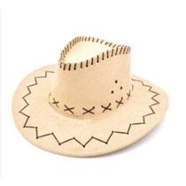 Chapéu De Cowboy Unissex Estilo Camurça Com Abam Custura Externa Robustica Cor:bege Chapéu De Cowboy Unissex Estilo Camurça Com Abam Custura Externa Robustica Cor:bege
