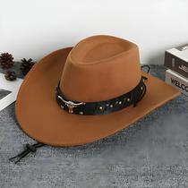 Chapéu De Cowboy Unissex Retrô Estilo Western Com Aba Larga, Chapéu Jazz Moderno De Verão Com Chapéu De Cowboy Unissex Retrô Estilo Western Com Aba Larga, Chapéu Jazz Moderno De Verão Com