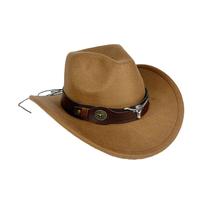 Chapéu de cowboy verde oliva com pulseira de couro de veado Bull Head