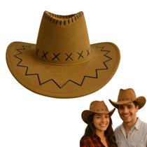Chapéu de Cowboy Western Suede Marrom Claro - Adulto Chapéu de Cowboy Western Suede Marrom Claro - Adulto