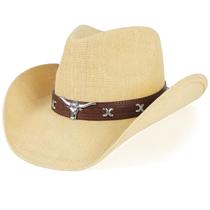 Chapéu de cowboy WQWOVRVO Wide Brim Straw para mulheres/homens bege