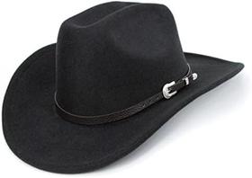 Chapéu de cowboy Xuoaz Western Roll Up Fedora preto para homens e mulheres Chapéu de cowboy Xuoaz Western Roll Up Fedora preto para homens e mulheres