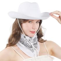 Chapéu de Cowgirl Branco IBASICS com Bandana - Para Mulheres e Meninas