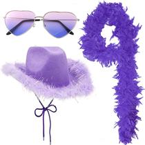 Chapéu de cowgirl Chapéus de cowboy Aunaeyw com boá de penas para mulheres