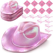 Chapéu de cowgirl rosa JageLy com LED Light Up + conjunto de óculos de sol x24 Chapéu de cowgirl rosa JageLy com LED Light Up + conjunto de óculos de sol x24