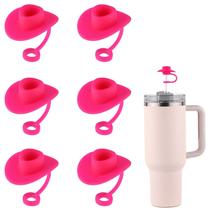Chapéu de cowgirl Straw Toppers de silicone para canudos de 6 a 10 mm, 6 unidades