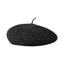Chapéu De Crochê De Palha Feminino De Cor Sólida Para Verão, Boina Da Moda Para Exterior, Boné De Chapéu De Crochê De Palha Feminino De Cor Sólida Para Verão, Boina Da Moda Para Exterior, Boné De