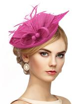 Chapéu de festa de chá Zinniday 2025 Derby Fascinator feminino rosa vermelho