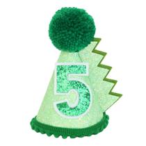 Chapéu de festa HODIHIWI Dinosaur 5º aniversário com tema de dinossauro verde