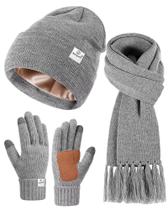 Chapéu de inverno, cachecol, conjunto de luvas SENPUKI, forrado de cetim para mulheres e homens