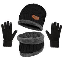 Chapéu de inverno, cachecol, conjunto de luvas, tela de toque forrada de lã OUNENO Chapéu de inverno, cachecol, conjunto de luvas, tela de toque forrada de lã OUNENO