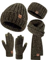 Chapéu de inverno, cachecol, luva, conjunto de bandanas para mulheres Winuesa Chenille Chapéu de inverno, cachecol, luva, conjunto de bandanas para mulheres Winuesa Chenille